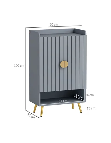 HOMCOM Modern Shoe Cabinet with 2 Doors, Open Shelf and Adjustable Shelves, 15 Pair Hallway Shoe Cupboard, Entryway Storage Unit