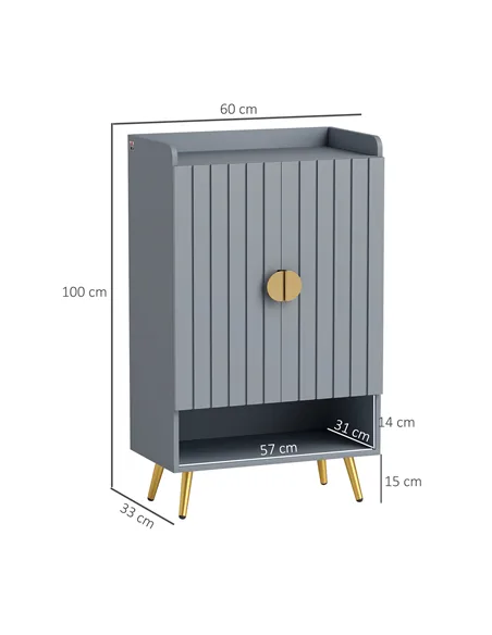 HOMCOM Modern Shoe Cabinet with 2 Doors, Open Shelf and Adjustable Shelves, 15 Pair Hallway Shoe Cupboard, Entryway Storage Unit