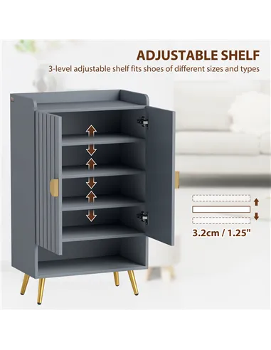 HOMCOM Modern Shoe Cabinet with 2 Doors, Open Shelf and Adjustable Shelves, 15 Pair Hallway Shoe Cupboard, Entryway Storage Unit