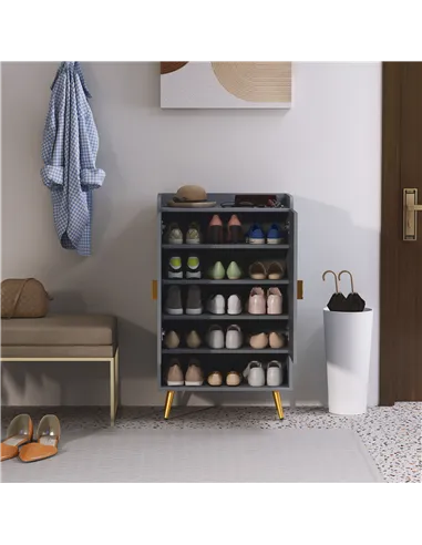 HOMCOM Modern Shoe Cabinet with 2 Doors, Open Shelf and Adjustable Shelves, 15 Pair Hallway Shoe Cupboard, Entryway Storage Unit