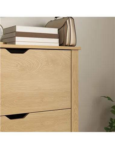 HOMCOM Slim Shoe Cabinet, Narrow Shoe Cupboard with 3 Drawers, Adjustable Shelves for 18 Pairs of Shoes, Natural Wood Finish