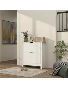 HOMCOM Slim Shoe Cabinet, Narrow Shoe Cupboard with 2 Flip Drawers, Adjustable Shelves for 12 Pairs of Shoes, High Gloss White 2