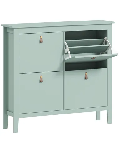 HOMCOM Modern Four-Drawer Shoe Cabinet - Green