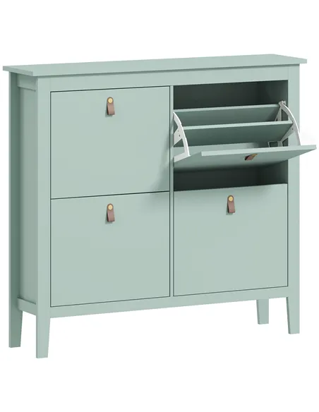 HOMCOM Modern Four-Drawer Shoe Cabinet - Green