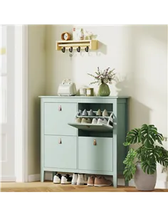 HOMCOM Modern Four-Drawer Shoe Cabinet - Green 2