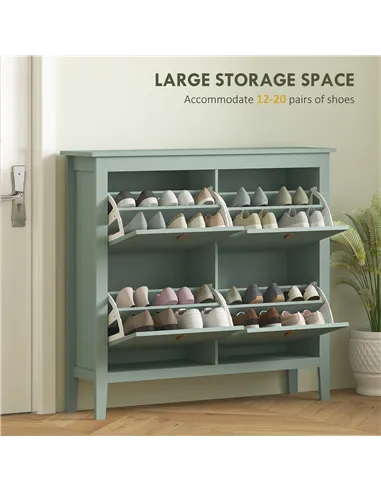 HOMCOM Modern Four-Drawer Shoe Cabinet - Green