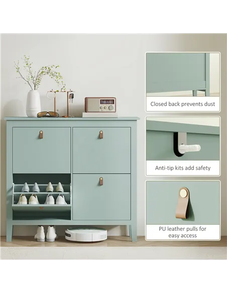 HOMCOM Modern Four-Drawer Shoe Cabinet - Green