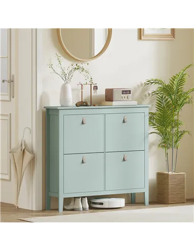 HOMCOM Modern Four-Drawer Shoe Cabinet - Green