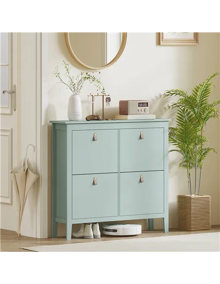 HOMCOM Modern Four-Drawer Shoe Cabinet - Green