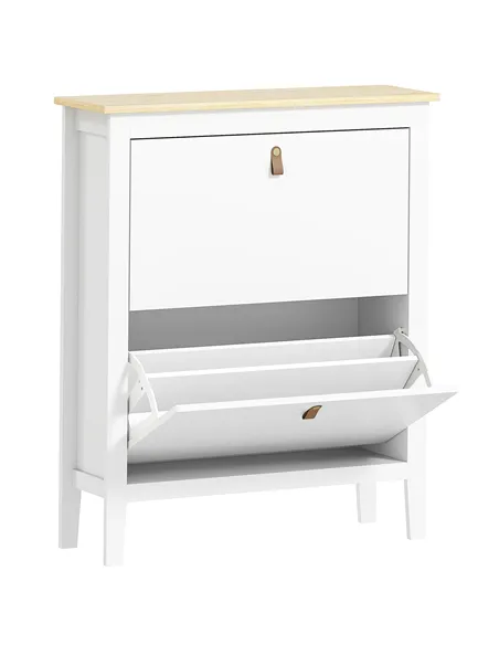 HOMCOM Modern Two-Drawer Shoe Cabinet - White