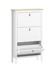 HOMCOM Modern Three-Drawer Shoe Cabinet - White
