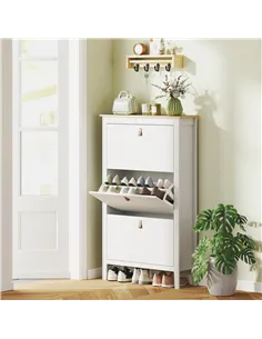 HOMCOM Modern Three-Drawer Shoe Cabinet - White 2