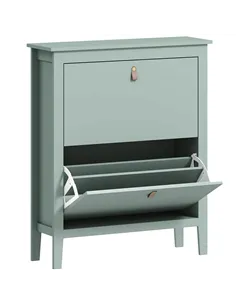 HOMCOM Modern Two-Drawer Shoe Cabinet - Green