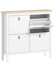 HOMCOM Modern Four-Drawer Shoe Cabinet - White