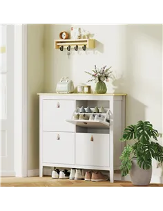 HOMCOM Modern Four-Drawer Shoe Cabinet - White 2