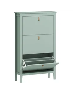 HOMCOM Modern Three-Drawer Shoe Cabinet - Green