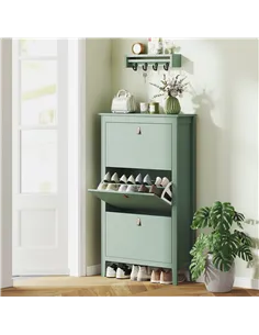 HOMCOM Modern Three-Drawer Shoe Cabinet - Green 2