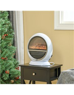 HOMCOM Freestanding Electric Fireplace Indoor Space Table Top Heater with Realistic Flame Effect, Rotatable Head, Overheating Pr 2
