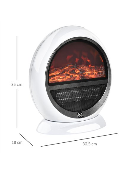 HOMCOM Freestanding Electric Fireplace Indoor Space Table Top Heater with Realistic Flame Effect, Rotatable Head, Overheating Pr