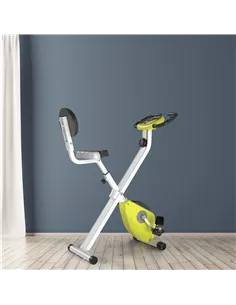 HOMCOM Folding Exercise Bike, Fitness Bicycle Indoor Trainer, 8-Level Magnetic Resistance Adjustable, with LCD Monitor, Pulse Se 2