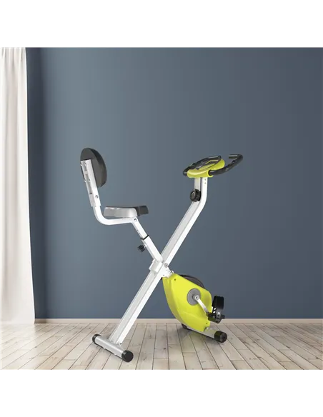 HOMCOM Folding Exercise Bike, Fitness Bicycle Indoor Trainer, 8-Level Magnetic Resistance Adjustable, with LCD Monitor, Pulse Se