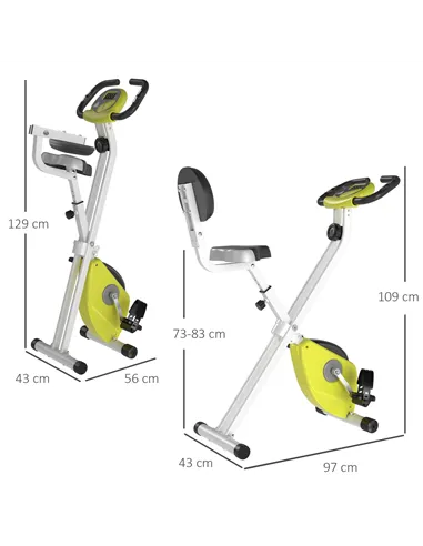 HOMCOM Folding Exercise Bike, Fitness Bicycle Indoor Trainer, 8-Level Magnetic Resistance Adjustable, with LCD Monitor, Pulse Se