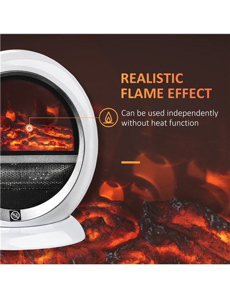 HOMCOM Freestanding Electric Fireplace Indoor Space Table Top Heater with Realistic Flame Effect, Rotatable Head, Overheating Pr