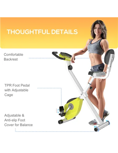 HOMCOM Folding Exercise Bike, Fitness Bicycle Indoor Trainer, 8-Level Magnetic Resistance Adjustable, with LCD Monitor, Pulse Se