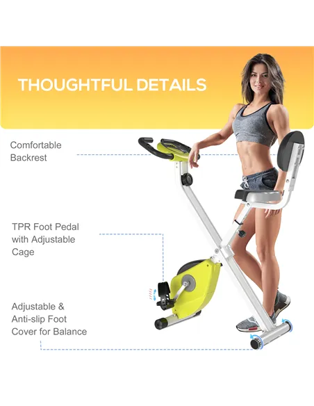 HOMCOM Folding Exercise Bike, Fitness Bicycle Indoor Trainer, 8-Level Magnetic Resistance Adjustable, with LCD Monitor, Pulse Se