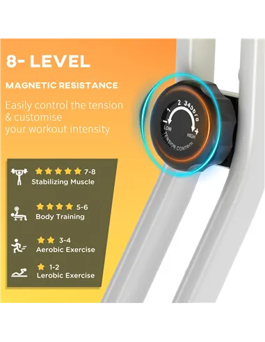 HOMCOM Folding Exercise Bike, Fitness Bicycle Indoor Trainer, 8-Level Magnetic Resistance Adjustable, with LCD Monitor, Pulse Se