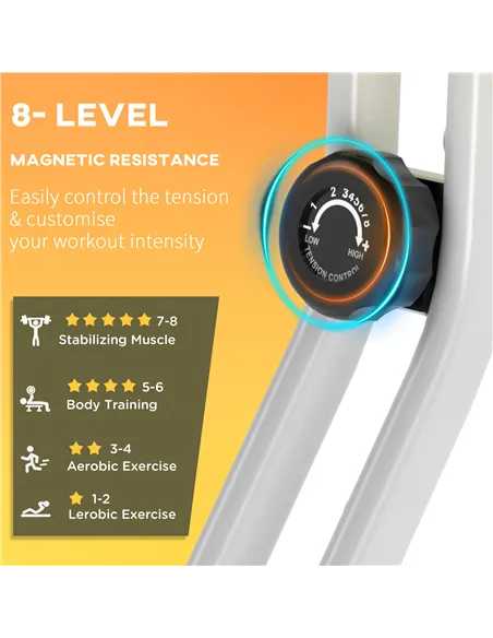 HOMCOM Folding Exercise Bike, Fitness Bicycle Indoor Trainer, 8-Level Magnetic Resistance Adjustable, with LCD Monitor, Pulse Se