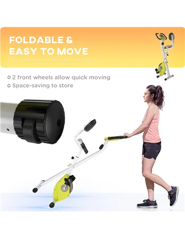 HOMCOM Folding Exercise Bike, Fitness Bicycle Indoor Trainer, 8-Level Magnetic Resistance Adjustable, with LCD Monitor, Pulse Se