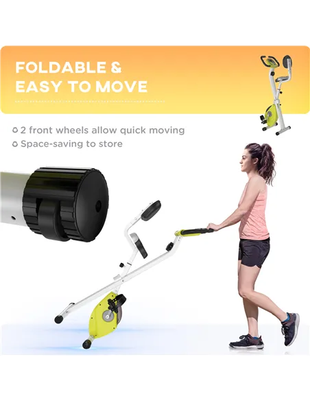 HOMCOM Folding Exercise Bike, Fitness Bicycle Indoor Trainer, 8-Level Magnetic Resistance Adjustable, with LCD Monitor, Pulse Se