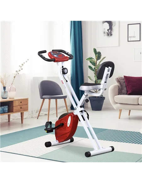 HOMCOM Folding Exercise Bike, Fitness Bicycle Indoor Trainer, 8-Level Magnetic Resistance Adjustable, with LCD Monitor, Pulse Se