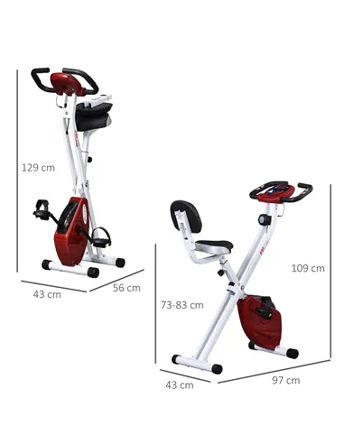 HOMCOM Folding Exercise Bike, Fitness Bicycle Indoor Trainer, 8-Level Magnetic Resistance Adjustable, with LCD Monitor, Pulse Se