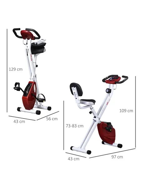 HOMCOM Folding Exercise Bike, Fitness Bicycle Indoor Trainer, 8-Level Magnetic Resistance Adjustable, with LCD Monitor, Pulse Se