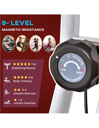 HOMCOM Folding Exercise Bike, Fitness Bicycle Indoor Trainer, 8-Level Magnetic Resistance Adjustable, with LCD Monitor, Pulse Se