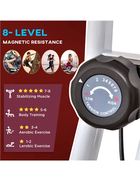 HOMCOM Folding Exercise Bike, Fitness Bicycle Indoor Trainer, 8-Level Magnetic Resistance Adjustable, with LCD Monitor, Pulse Se