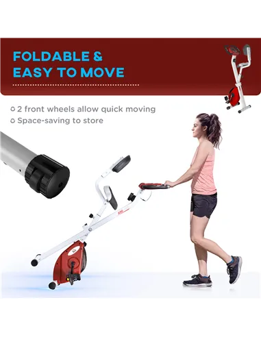 HOMCOM Folding Exercise Bike, Fitness Bicycle Indoor Trainer, 8-Level Magnetic Resistance Adjustable, with LCD Monitor, Pulse Se