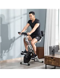 HOMCOM Folding Exercise Bike, Fitness Bicycle Indoor Trainer, 8-Level Magnetic Resistance Adjustable, with LCD Monitor, Pulse Se 2