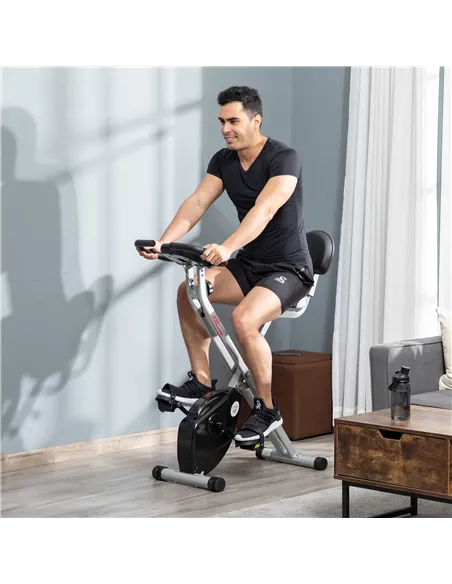 HOMCOM Folding Exercise Bike, Fitness Bicycle Indoor Trainer, 8-Level Magnetic Resistance Adjustable, with LCD Monitor, Pulse Se