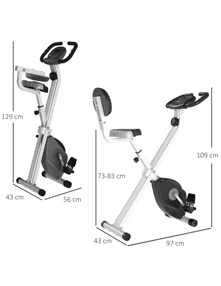 HOMCOM Folding Exercise Bike, Fitness Bicycle Indoor Trainer, 8-Level Magnetic Resistance Adjustable, with LCD Monitor, Pulse Se