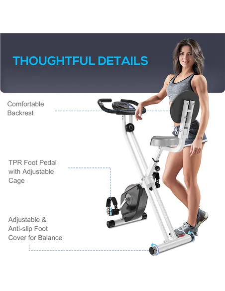 HOMCOM Folding Exercise Bike, Fitness Bicycle Indoor Trainer, 8-Level Magnetic Resistance Adjustable, with LCD Monitor, Pulse Se