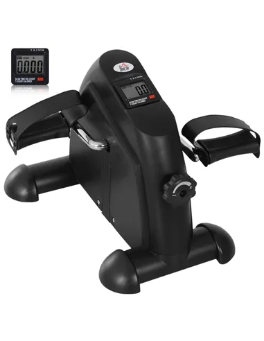 HOMCOM Mini Exercise Bike, Portable Pedal Exerciser, Under Desk Bike with LCD Display for Legs and Arms Training, Black