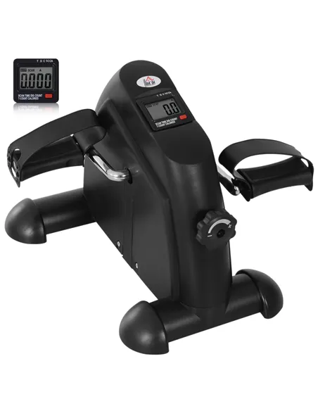 HOMCOM Mini Exercise Bike, Portable Pedal Exerciser, Under Desk Bike with LCD Display for Legs and Arms Training, Black