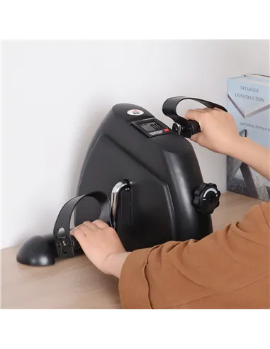 HOMCOM Mini Exercise Bike, Portable Pedal Exerciser, Under Desk Bike with LCD Display for Legs and Arms Training, Black