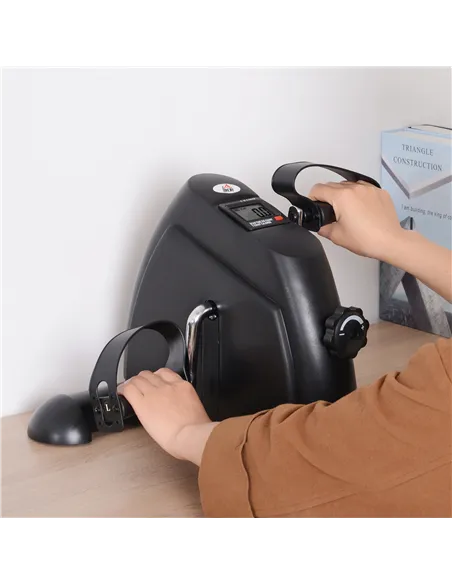 HOMCOM Mini Exercise Bike, Portable Pedal Exerciser, Under Desk Bike with LCD Display for Legs and Arms Training, Black