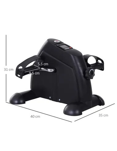 HOMCOM Mini Exercise Bike, Portable Pedal Exerciser, Under Desk Bike with LCD Display for Legs and Arms Training, Black
