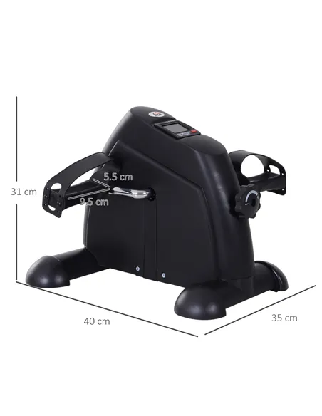 HOMCOM Mini Exercise Bike, Portable Pedal Exerciser, Under Desk Bike with LCD Display for Legs and Arms Training, Black
