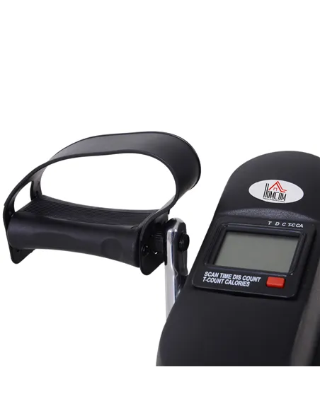 HOMCOM Mini Exercise Bike, Portable Pedal Exerciser, Under Desk Bike with LCD Display for Legs and Arms Training, Black